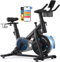 MERACH Exercise Bike with Exclusive App, Low-Noise Magnetic Resistance, 300 lb Capacity, Tablet Mount & Fitness Courses(m-1)