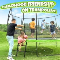 BCAN Outdoor Trampoline with Enclosure & Ladder — Available in 8ft/10ft/12ft/14ft/15ft/16ft — ASTM F381-16 Certified Recreational Trampoline for Kids and Adults(m-7)