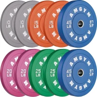 AMGYM 2-Inch Olympic Bumper Plate Set (10–500 lb Options) – Rubber Barbell Weight Plates for Home Gym, Strength Training, Multiple Colors(m-1)