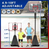 WIN.MAX Portable Basketball Hoop System — 44 in Backboard with Large Fillable Base, Adjustable 4.9–10 ft, 18 in Rim(m-3)