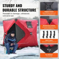 VEVOR Insulated Pop-Up Ice Fishing Tent – 600D Oxford, 80g Insulation, Hub-Style Portable Shelter for 1–8 People, Waterproof, Includes Anchors, Ropes & Carry Bag(m-3)