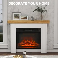 HOMCOM Modern Fireplace Mantel, Freestanding Fireplace Surround with Leg for Electric Fireplaces, 51.2" W x 40.6" H, Natural Wood(m-4)