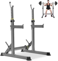 Adjustable Squat Rack — Multi-Function Barbell Rack for Home Gym, Portable Bench Press, 690 lb Capacity, 13-Height & 6-Width Positions(m-1)