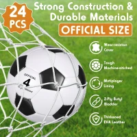 Sotiff 24-Pack Soccer Balls (Sizes 5/4/3) with 24 Pumps – Bulk Deflated Set for Kids, Teens, Schools & Charity(m-4)