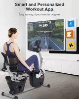 Recumbent Exercise Bike with Smart App — Ergonomic Backrest, Comfort Seat, 420 lb Capacity & Large Backlit Display for Home Workouts(m-5)