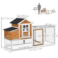PawHut Chicken Run Waterproof Large Chicken Coop with Nesting Box for 2-4 Chickens, Orange and White(m-3)