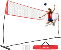 12ft/20ft Height-Adjustable Freestanding Volleyball Training Net for Backyard, Portable Pop-Up Practice System with Carry Bag(m-9)