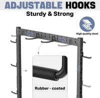 WALMANN Freestanding Garage Bike Stand — Heavy-Duty Floor Rack for 6–7 Bikes with Adjustable Hooks and Helmet Holders(m-6)