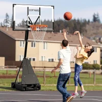 Cofiyard Portable Basketball Hoop with 54"" Shatterproof Backboard – Adjustable 5.25–10 ft Goal System with 44"" Base & Sandbag(m-7)