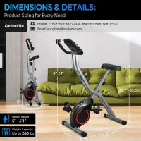 2025 X-Bike 816 Compact Foldable Exercise Bike — 5-in-1 Home Stationary Bike with 16-Level Quiet Magnetic Resistance, Portable Design and LCD Monitor (260 lb Capacity)(m-5)