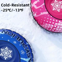 48"" Heavy-Duty Inflatable Snow Tube with Canvas Cover, Padded Handles, Thick Bottom & Tow Rope — Cold-Resistant Winter Sled (Includes Repair Patches)(m-6)