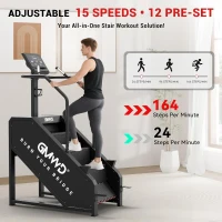 GMWD Commercial-Grade Stair Stepper Machine with 17.3"" LED Display, 15 Resistance Levels, 24-164 SPM(m-2)