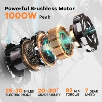 1000W Foldable Electric Bike – 48V 20Ah Removable Battery, 30+ MPH, Up to 80-Mile Range, 20"" Fat Tire Foldable E-Bike for Adults (Commute/Beach/Snow)(m-3)