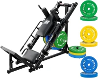 RitFit Adjustable Leg Press & Hack Squat Machine with Weight Plate Set - Professional Home Gym Equipment with Linear Bearings, Dedicated Lower-Body Trainer and Vertical Plate Storage(m-1)