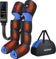 MUSUGY Sequential Compression Leg Massager with Heat – Full-Leg Air Compression Boots, 6 Modes, 9 Intensities & 3-Zone Heat for Circulation and Pain Relief – Gift for Athletes & Parents(m-1)