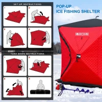 DARCHEN Insulated 3-Layer Pop-Up Ice Fishing Shanty for 3–4 People — Thermal Tent with Insulation Layer(m-9)