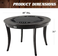 Barrington 48"" 2-in-1 Rotating Poker & Dining Table — Wood Veneer Frame with Hidden Faux-Leather Poker Top for 6 Players(m-2)