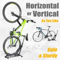 BIKE HAND Upright Bike Stand — Adjustable Vertical & Horizontal Floor Parking Rack with Seatpost Stabilizer for Bikes up to 29-inch Wheels (Single Bike)(m-3)