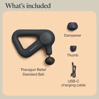 TheraGun Relief by Therabody — Quiet Deep-Tissue Bluetooth Percussion Massage Gun for Neck, Back, Shoulder, Leg & Foot Pain Relief (Black)(m-8)