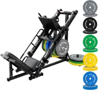 RitFit Professional Hack Squat and Leg Press Machine with Weight Plate Set, Linear-Guide Bearings, Plate Storage Posts — Versatile Lower-Body Home Gym(m-9)