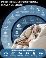 RelaxRelife 4D Full-Body Massage Chair with 166° Flexible SL Track, Reading Lamp, 18 Modes, 11 Techniques, 36 Airbags, Zero Gravity Recliner, Yoga Stretch & Foot Massage (Beige)(m-3)