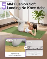 YOTTOY PU Yoga Mat with Coconut-Fiber Layer — 72"" x 26"" x 5mm Non-Slip Hot Yoga Mat, Tear-Resistant Natural Rubber Mat with Strap & Bag(m-5)