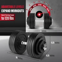 Yes4All Old-School Adjustable Dumbbell Pair with Loadable Plates & Star Lock Collars, 40–200 lb Capacity(m-3)