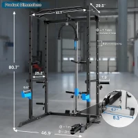 Multi-Functional Power Cage — Heavy-Duty Rack with J-Hooks, Dip Handles, Landmine, and Optional Cable Pulley System for Home Gym(m-2)