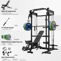 Mikolo HR05 2000LB Power Cage with Independent Dual Pulley System — Multi-Function Home Gym Rack & Cable Crossover(m-2)