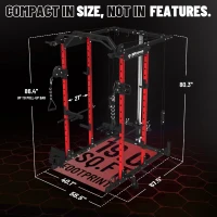 Mikolo K6 Power Cage with Cable Crossover — 1500 lb Capacity Squat Rack with Lat Pulldown & Pulley System for Home Gym(m-8)