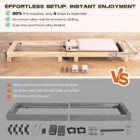 Oak Wood Pilates Reformer Machine – Studio-Grade, Quick Assembly, Foldable Home & Gym Equipment with Accessories(m-3)