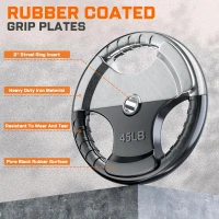 XDDIAS 2-Inch Olympic Rubber Grip Plates — Solid Cast Iron Core Weight Set for Home & Gym Strength, Weightlifting and Bodybuilding (Pair/Sets)(m-3)