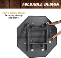 Barrington 48"" Folding Octagon Poker Table with Felt Play Surface, Padded Faux-Leather Rail and Built-In Cup Holders — 8-Player(m-4)