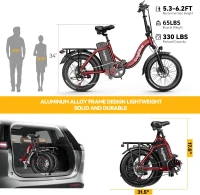 KEBIKO 1000W Peak Foldable Electric Bike with 48V 20Ah Removable Battery, 30+ MPH, Up to 80-Mile Range, 20"" Fat Tire Foldable Ebike for Adults – Commute, Beach, Snow(m-9)