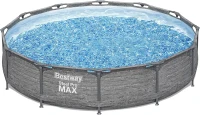Bestway Steel Pro MAX 12' x 30"" Round Above-Ground Family Pool Set with Metal Frame, Liner and 330-Gallon Filter Pump – Gray(m-8)
