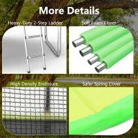 AOTOB 12 ft Outdoor Trampoline with Safety Enclosure Net and Basketball Hoop — Heavy-Duty PP Jump Mat, Spring Cover Padding, Storage Bag & Ladder(m-5)