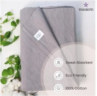 Yogikuti Iyengar Thick Handwoven Cotton Yoga Blanket Set of Two – Premium Support for Restorative Yoga, Meditation & Pranayama (Gray)(m-2)