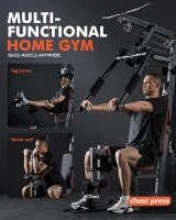 Mikolo Home Gym Station — Multifunctional Full-Body Workout Machine with 150 lb Weight Stack, Over 90 Exercises(m-3)