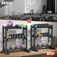 3-Tier Adjustable Dumbbell Rack — Heavy-Duty Weight Stand (Rack Only) with 1100 lb Capacity for Home Gym(m-7)