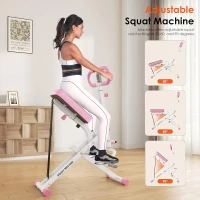 SogesHome Foldable Row-and-Squat Trainer for Home Workouts — Adjustable Resistance Bands, Female-Friendly Design, Glute & Core Focus, 330 lb Capacity(m-3)