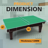 Indoor/Outdoor Foldable Ping Pong Table Top for Billiard Tables — 7/8/9FT Table Tennis Conversion with Net and 12 Foam Pads(m-8)