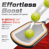 Advanced Pickleball Paddle – Ti-Carbon Hybrid Face, V-SONIC IV 16mm Core, Large Sweet Spot, Mid-Weight, Extended Grip | USAPA Tournament Approved(m-4)