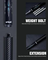 CRICAL 58"" Carbon Fiber Pool Cue – Professional Low-Deflection Billiard Cue with 3/8×8 Stainless Steel Joint & 12.5mm Tip(m-5)