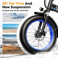 1000W Peak Folding Electric Bike, 48V 20Ah Removable Battery, 30+ MPH, 80-Mile Max Range, 20"" Fat Tire E-Bike(m-4)