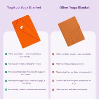 Yogikuti Iyengar Thick Handwoven Cotton Yoga Blanket Set of Two – Premium Support for Restorative Yoga, Meditation & Pranayama (Orange)(m-7)