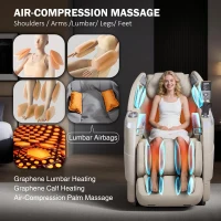 4D Zero Gravity Massage Chair – Beige, 55"" SL-Track Full-Body Shiatsu Recliner with Body Scan, Deep Tissue Knead, Heating, 36 Airbags & Voice Control (18 Auto Modes, 11 Techniques)(m-4)