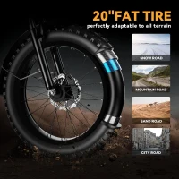 1000W Foldable Electric Bike with 48V 20Ah Removable Battery, 30+ MPH, 80-Mile Range, 20"" Fat Tires — Adult E-Bike for Commute, Beach & Snow(m-5)