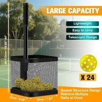 Pickleball Ball Retriever Tube with Shoulder Strap — Lightweight Picker Upper/Hopper for Easy Ball Collection(m-3)