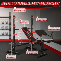 MAIDOMA 8-in-1 Olympic Weight Bench Set — 1500 lb Capacity with Leg Extension/Curl, Preacher Pad, Adjustable Rack and Foldable Design (US Stock)(m-4)