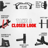 Mikolo K6 Power Cage — 1500 lb Power Rack with Cable Crossover & Lat Pulldown, Integrated Pulley System for Home Gym(m-6)